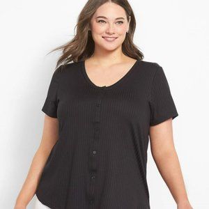 Short Sleeve Vee Neck Button Down Top